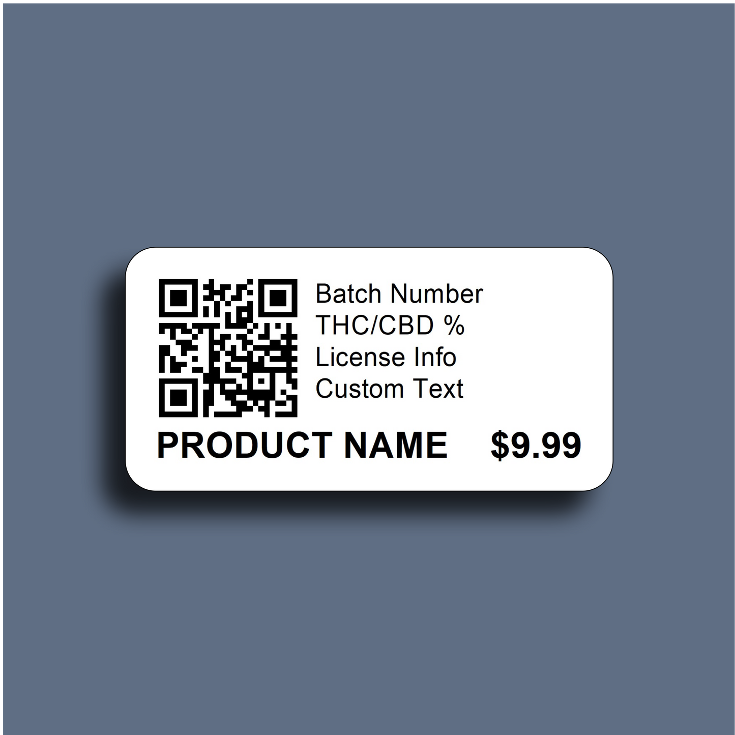 Cannabis CoV Compliance QR Code Label with custom text