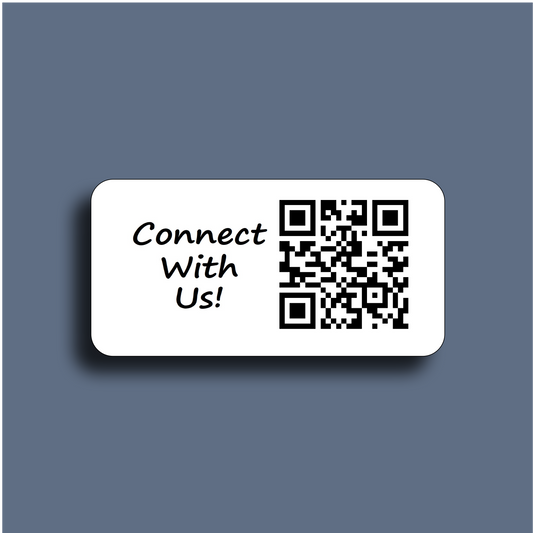Interactive Marketing Social Media engagement QR code label "Connect with us" - Instagram, Facebook, TikTok, Snapchat