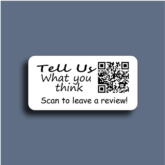 Scan to Leave a Review QR Code Label "Tell Us What You Think" - Etsy, Shopify, Amazon, eBay