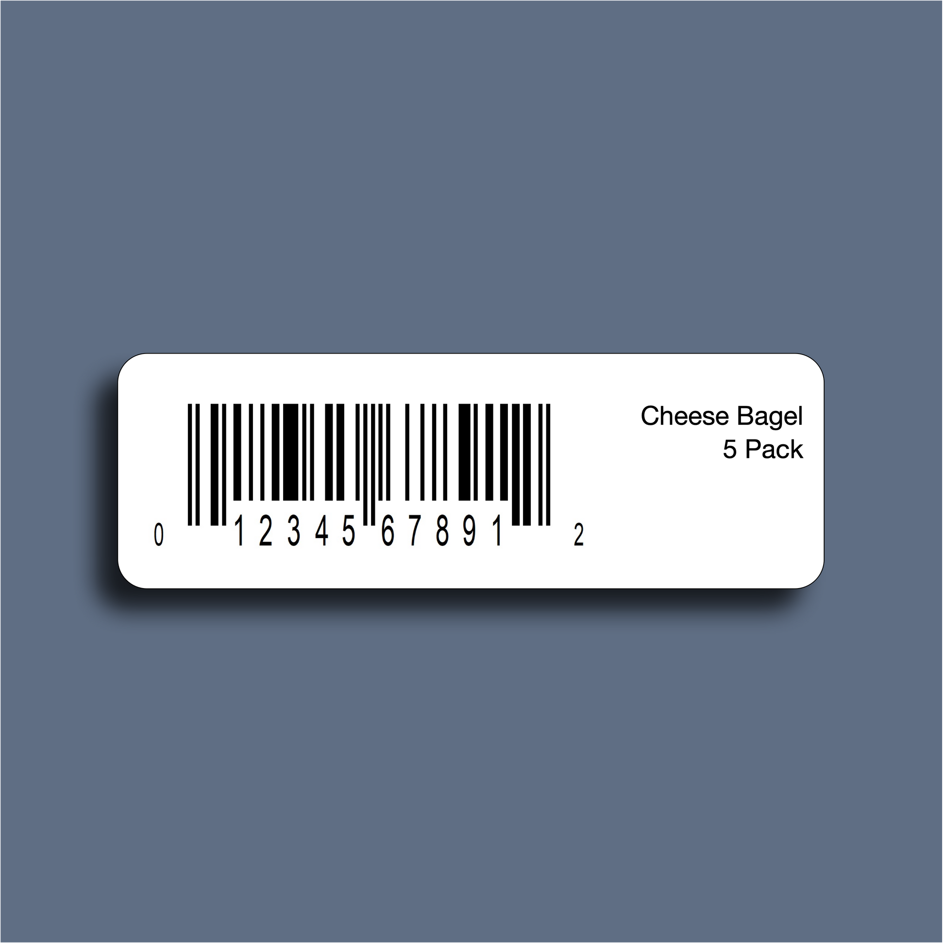 UPC barcode label printed on 3x1 paper with custom text